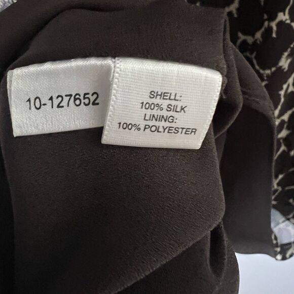 Ann Taylor Silk Dress Womens Size 8 Brown Cream Giraffe Animal Safari Cheetah - Picture 6 of 6